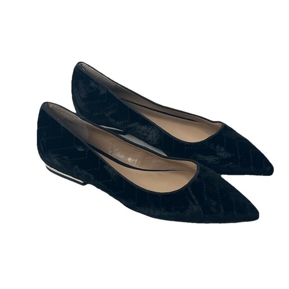 Ann Taylor Black Velvet Quilted Flats Witchycore Goth Sz 6 - Picture 1 of 6